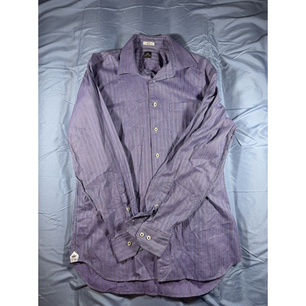 Peter Millar Men's Blue Striped Long Sleeve Button Up Size Large